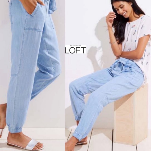 Jual LOFT CHAMBRAY JOGGER PANTS Shopee Indonesia