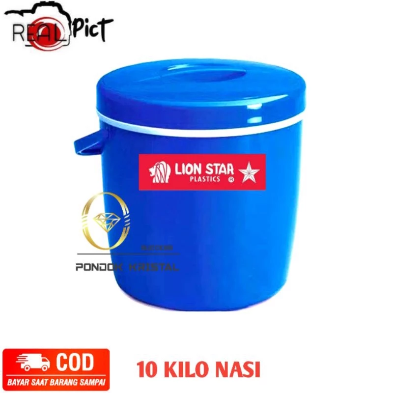 BOS NASI 10 KILO LION STAR / Wadah Nasi 10 kilo / RICE BUCKET 10 KILO NASI LION STAR - foto 1