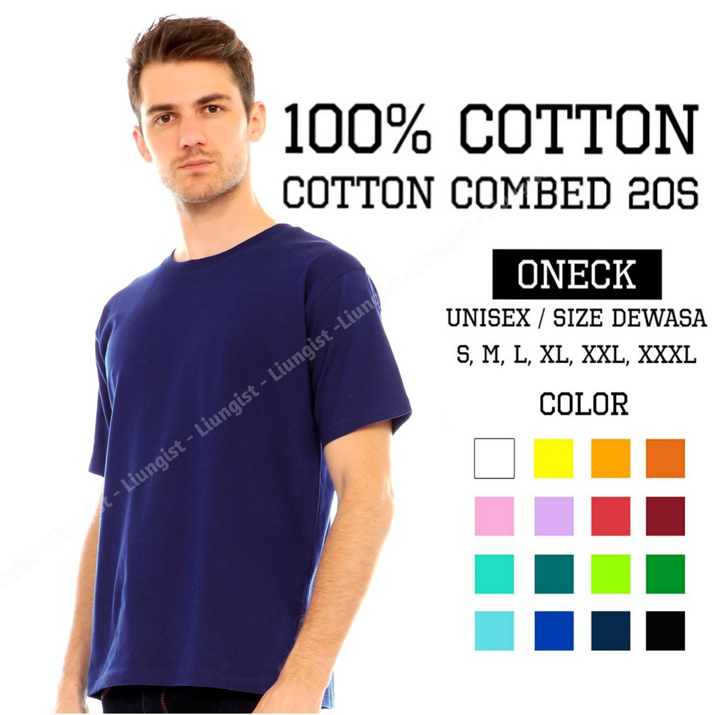 Jual Kaos Polos Combed 20s 100 Cotton Baju Polos Kaos Polos