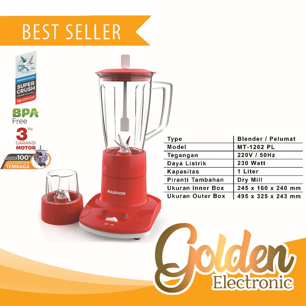 Jual Maspion MT-1262PL Blender Plastik 1L Paling Murah | Shopee Indonesia