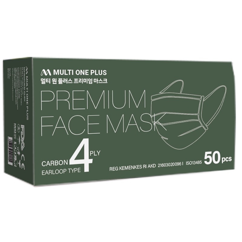 Jual Masker Multi One Plus Carbon 4 0ply MOP Earloop ~ 50 pcs KEMENKES ...