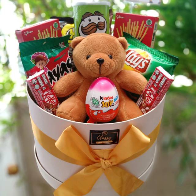 Jual Bloom Box Snack Teddy Bear Snack Box Murah Hadiah Ulang Tahun Anniversary Bouquet