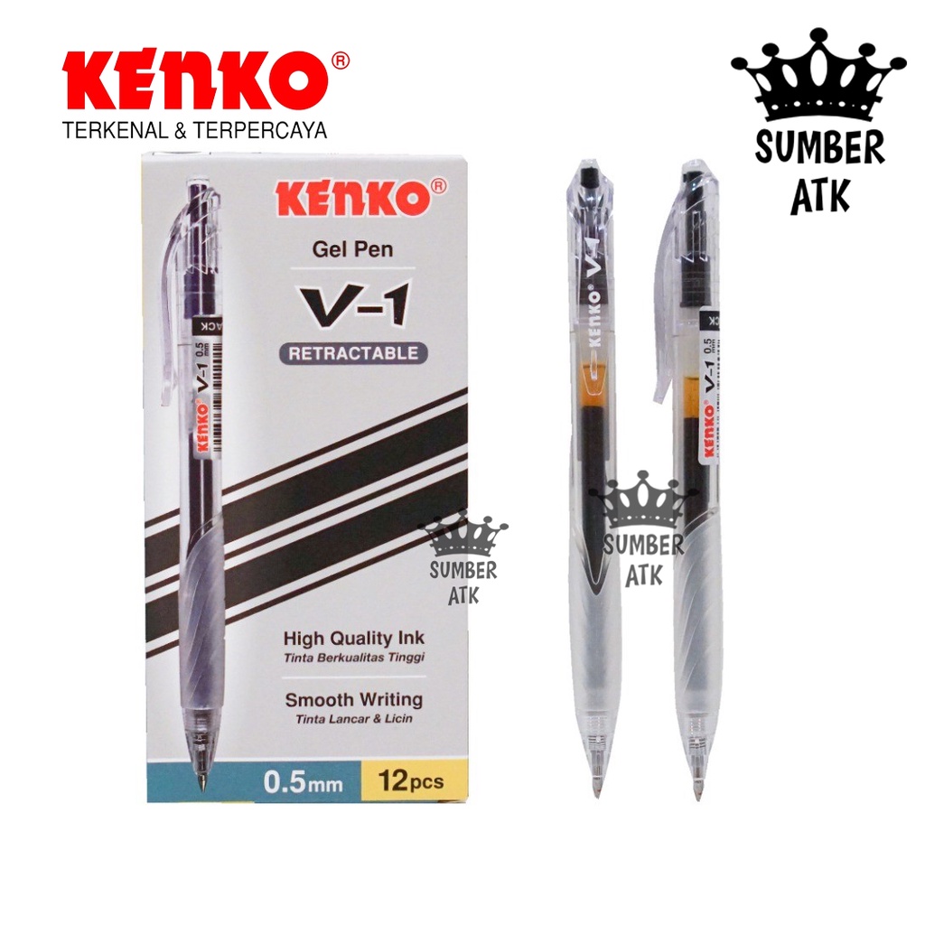 Jual Pena Pulpen Kenko Gel Pen V Hitam Retractable Shopee Indonesia