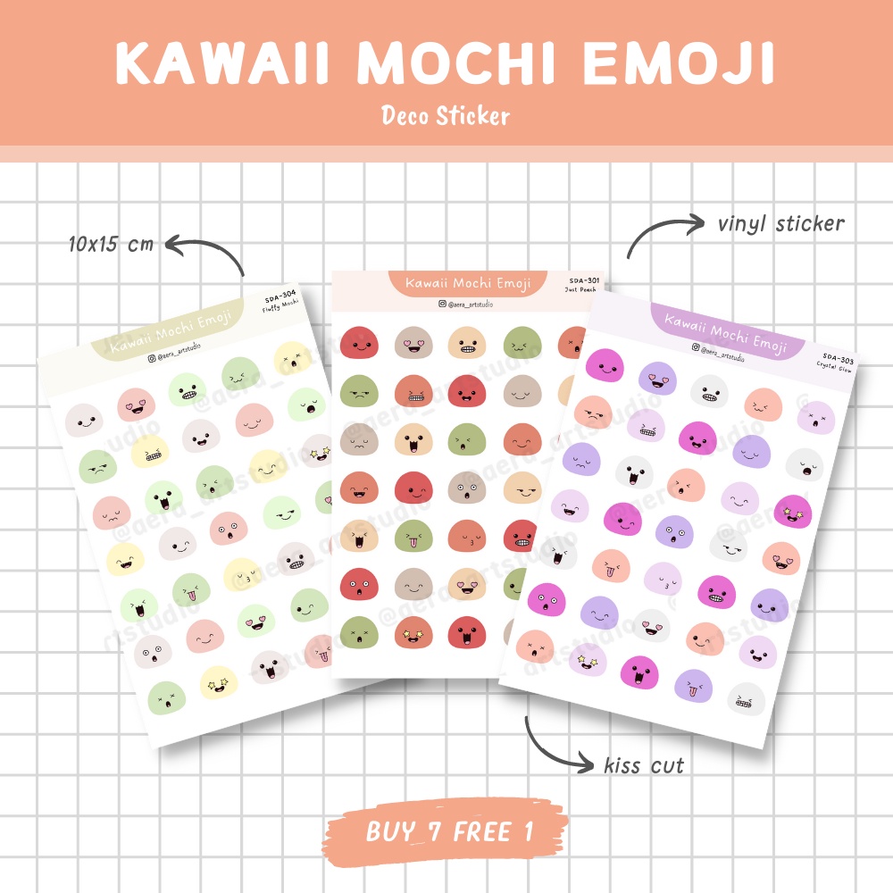 Jual Kawaii Mochi Emoji : Deco Sticker - by Aera Art Studio | Stiker ...