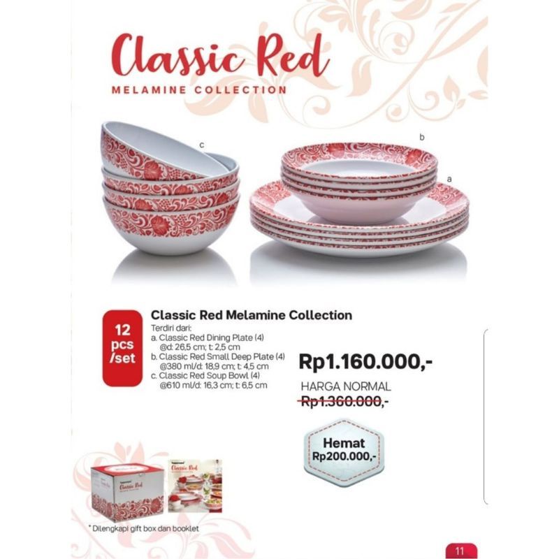 Jual Tupperware Classic Red Melamine Collection | Shopee Indonesia