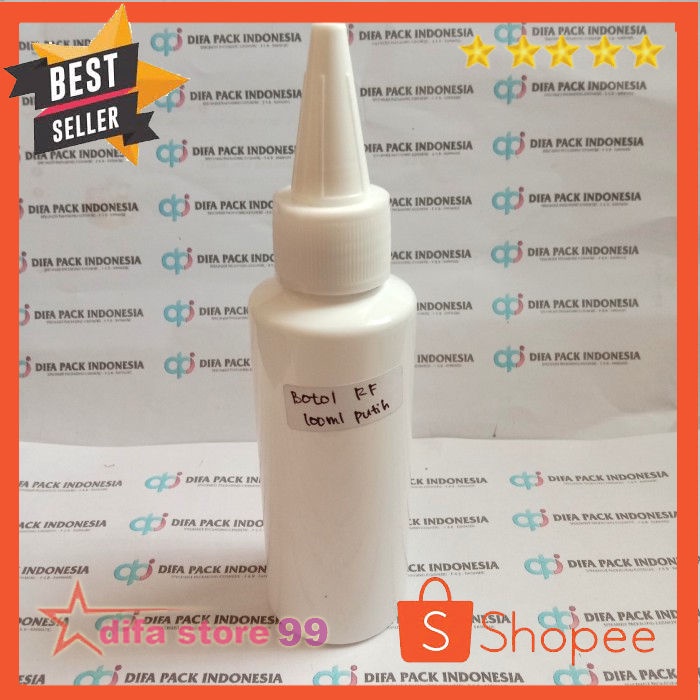 Jual Botol RF 100ml tutup kerucut putih body putih/botol tinta 100ml ...