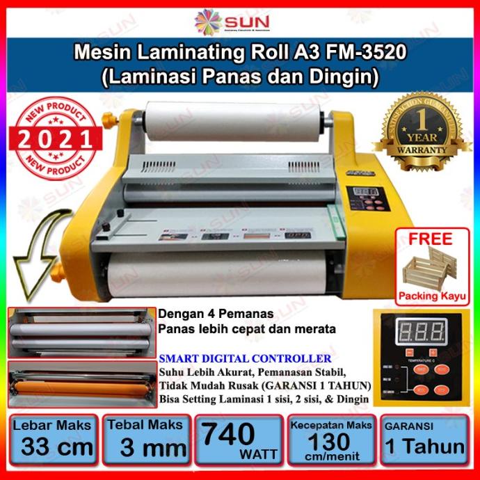 Jual Mesin Laminasi Roll A3 Hot Roll Laminator Machine Fm 3520