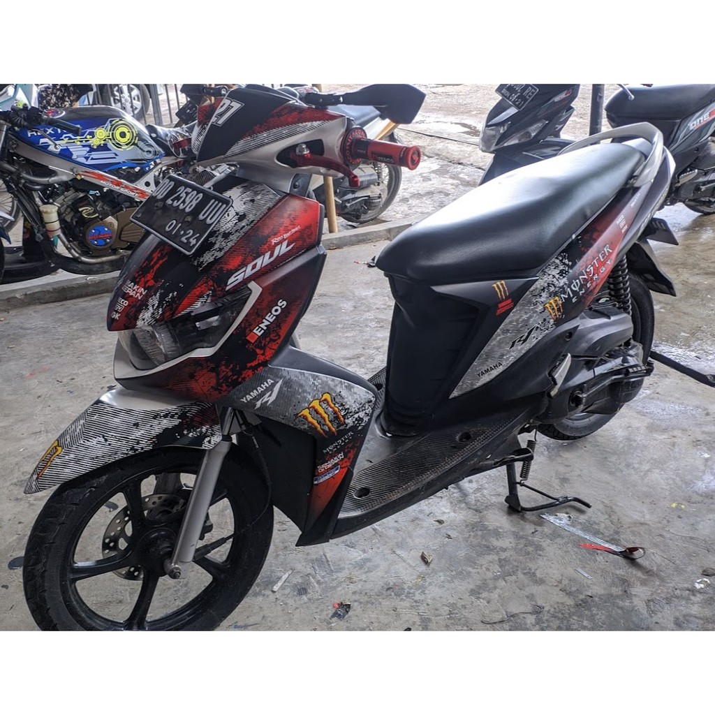 Jual Stiker Mio Soul GT Decal Fullbody Premium Monst Energi Red Doff