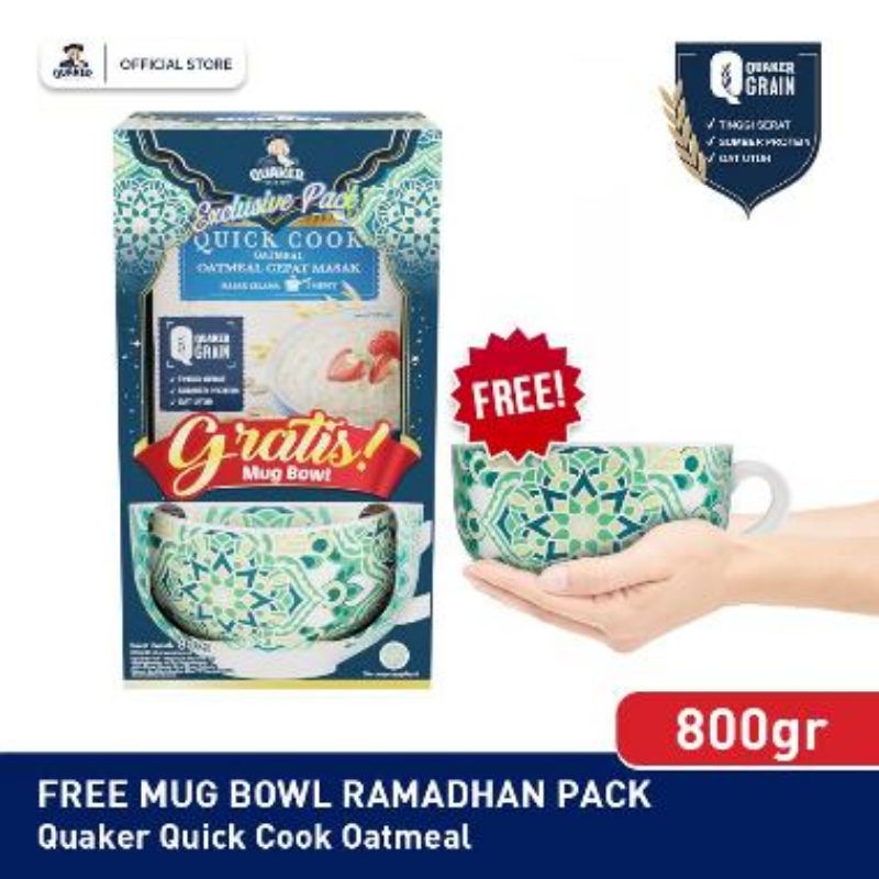 Jual Quaker oatmeal 800 gr free bowl kontainer | Shopee Indonesia