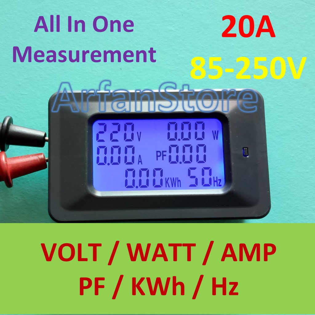Jual Volt Watt Amp Ampere PF Power Factor KWh Hertz Hz Meter AC 220V