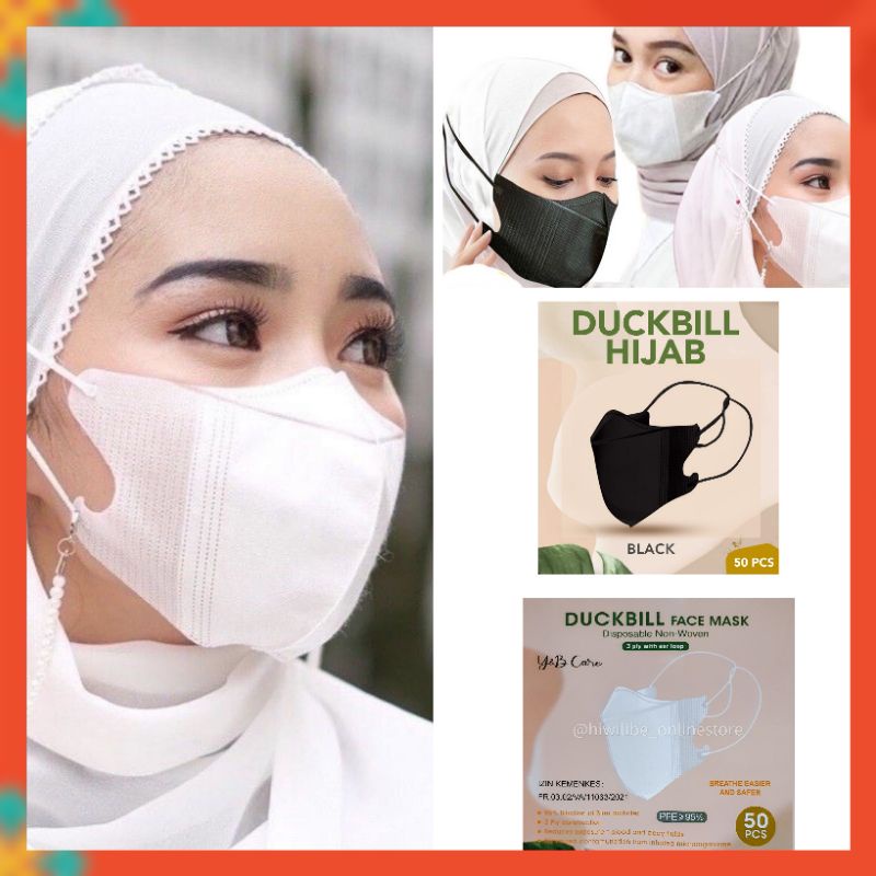 Jual HWLB MASKER DUCKBILL HIJAB HEADLOOP JILBAB 3PLY | Isi 50 ...