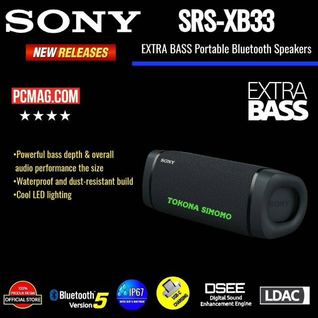 Jual Sony SRS XB33 / SRS XB 33 EXTRA BASS Portable Bluetooth Speakers ...