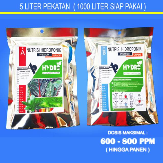 Jual Nutrisi AB Mix Hidroponik Sayur Daun 5 Liter General Sayuran / AB ...