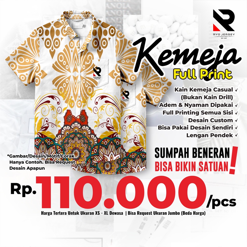 Jual Kemeja Printing Desain Custom Shopee Indonesia