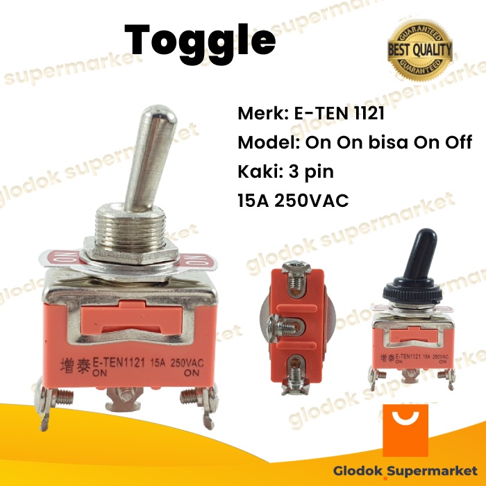 Jual Toggle Switch 3 Pin On Off ETEN 1121 Saklar Togle Kaki 3p 15A E ...