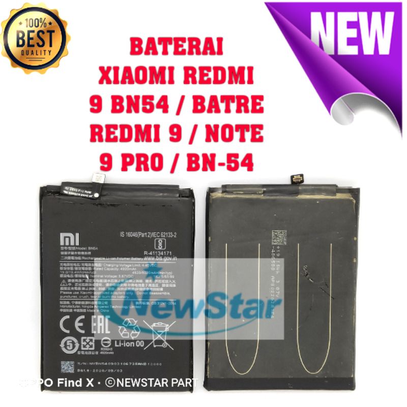 Jual BATERAI XIAOMI REDMI 9 BN54 / BATRE REDMI 9 / NOTE 9 PRO / BN-54 ...
