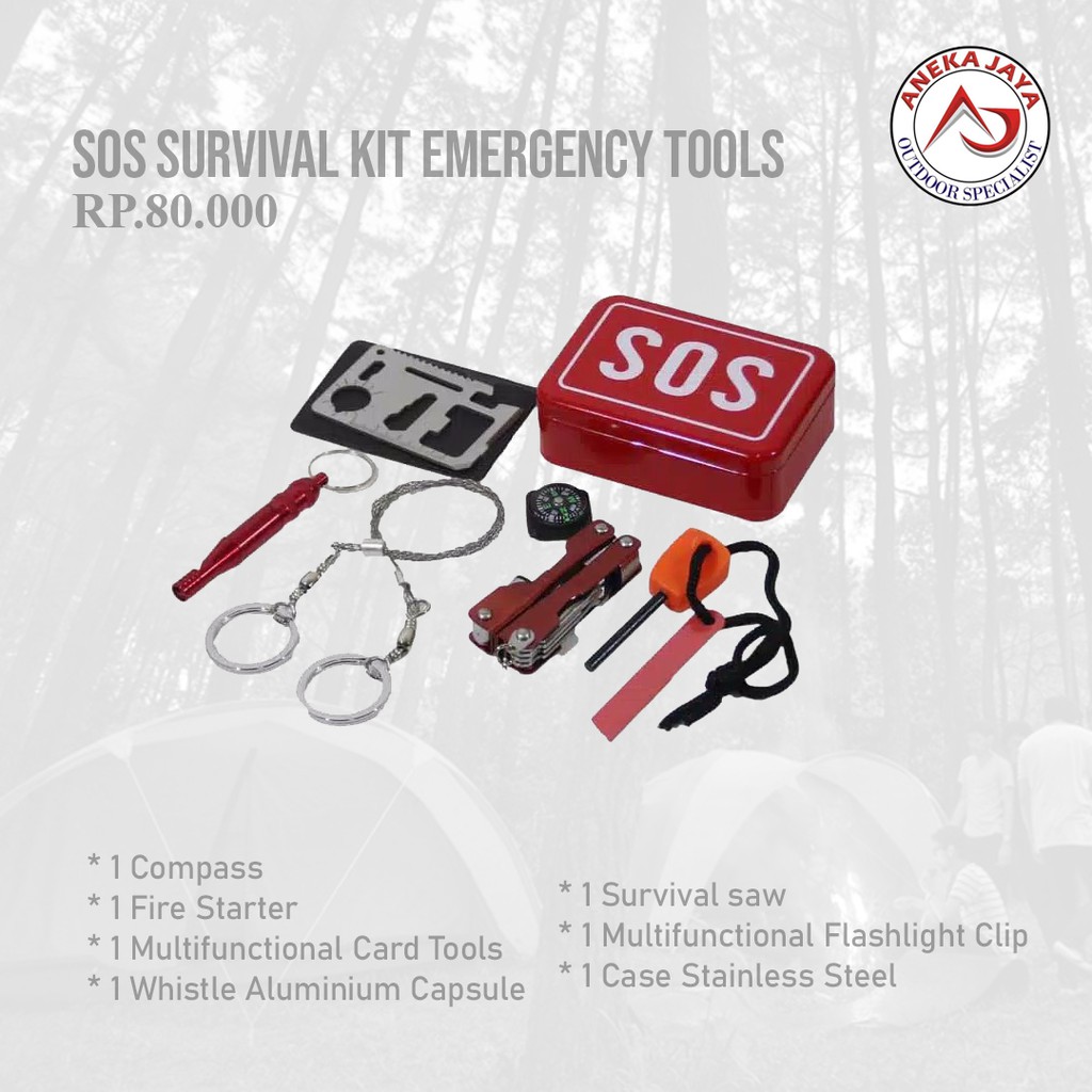 Jual SOS SURVIVAL KIT EMERGENCY TOOLS CAMPING | Shopee Indonesia