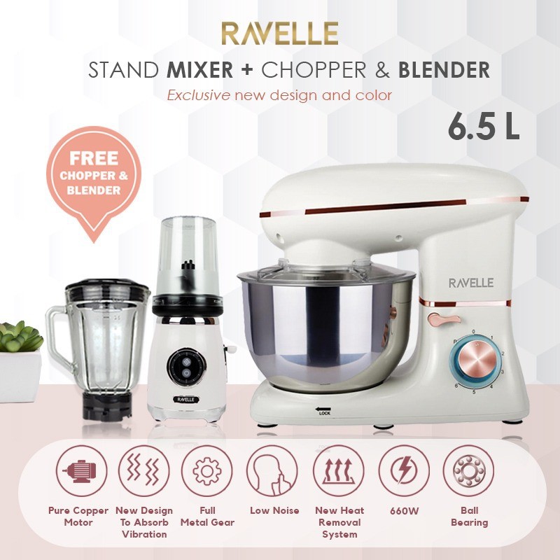 Jual Ravelle Stand Mixer 6,5 L Standing Mixer Ravelle Pearl White Shopee Indonesia