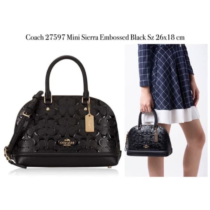 Coach Signature Mini Sierra Embossed Black Tas Coach ORIGINAL GUARANTEE 100