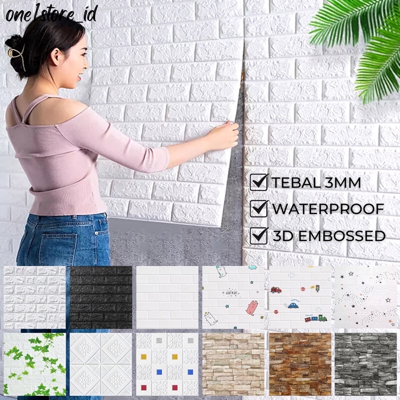 Jual Wallpaper Stiker Dinding 3D Foam Wallfoam Batu Bata Dekorasi Dinding 70 x 77cm Shopee