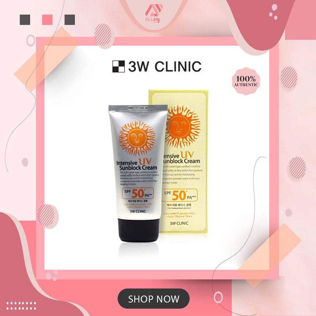 Jual 3W Clinic Intensive UV Sunblock Cream SPF50+ PA+++ UVA UVB Sun ...