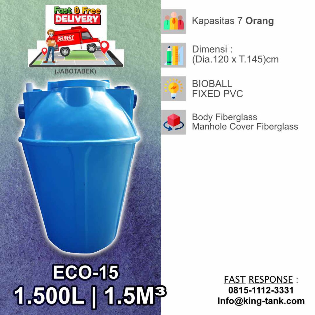 Jual BIOTANK - Tangki Bioseptic Vertikal 1500 L / 1,5M3 (BIOTECH ...