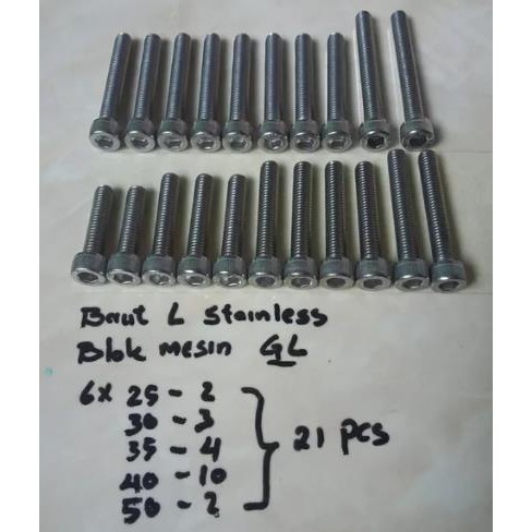 Jual Baut blok L set stainless motor GL | Shopee Indonesia