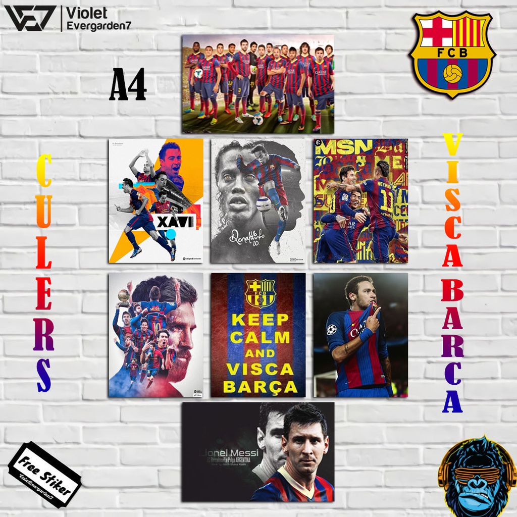 Jual POSTER FOOTBALL BARCELONA/ HIASAN DINDING TRENDY +FREE STIKER