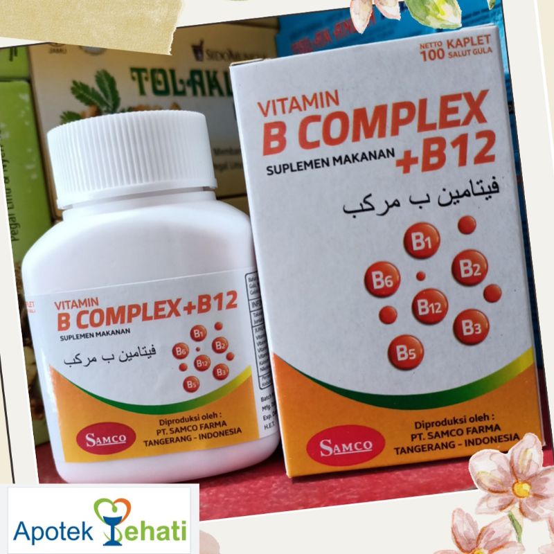 Jual SAMCO VITAMIN B COMPLEX + B12 Isi 100 KAPLET SALUT GULA | Shopee ...