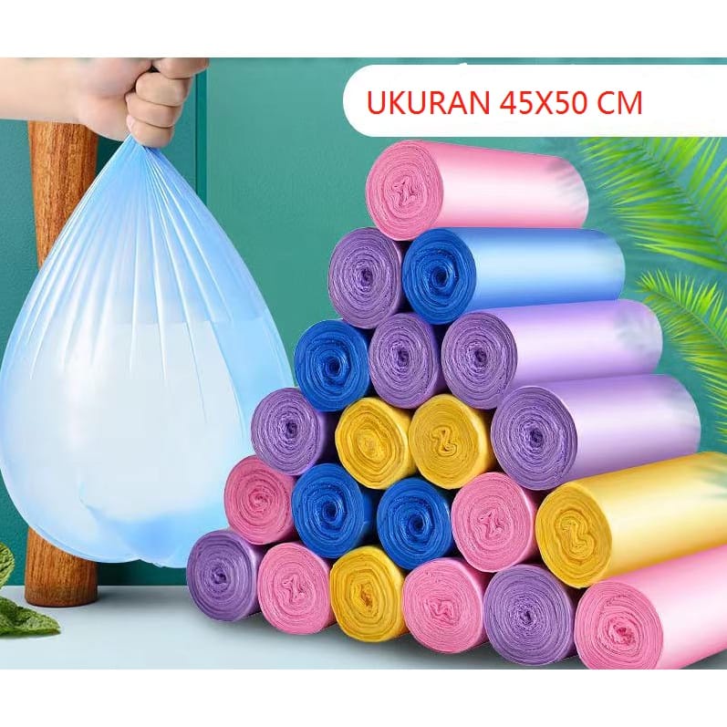 Jual Codkantong Plastik Sampah Roll Dengan Tali 45x50 Cm Isi 15 Lembar Kantong Sampah Gulung 