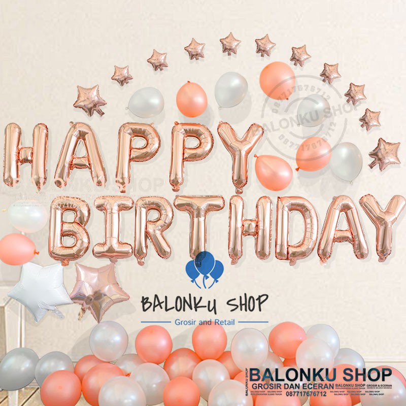 Jual Paket Dekorasi Happy Birthday / Dekorasi Ulang Tahun / Paket Rose
