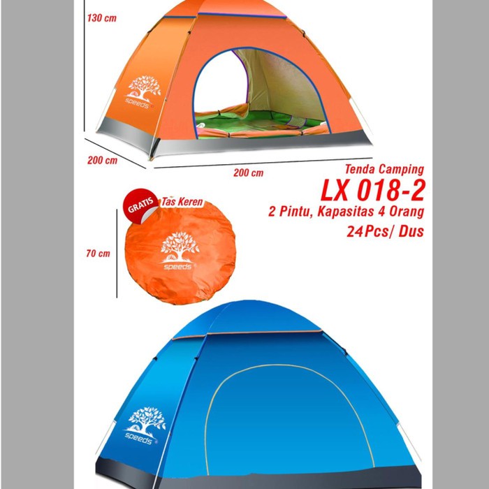 Jual Tenda Camping Kapasitas 4 Orang Tenda Otomatis Outdoor Indoor Tenda Gunung Speeds 018 2 Ori 0668