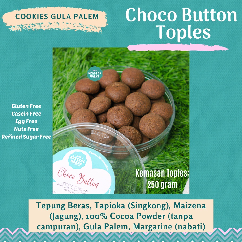 Jual Choco Button Diet Cookies - Gluten Free, Egg Free, with Palm Sugar ...