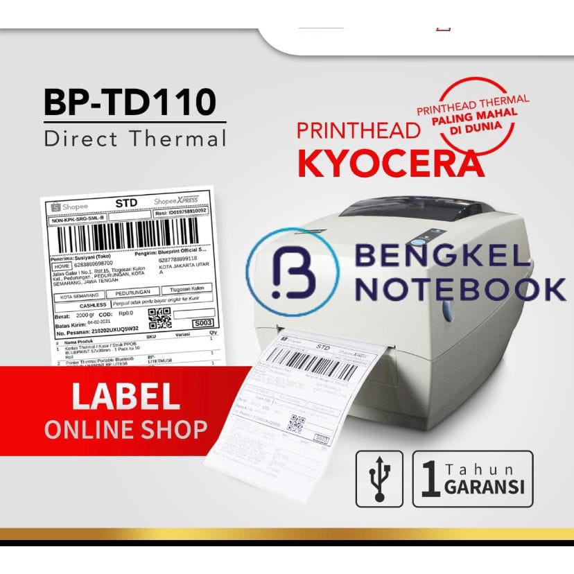 Jual Printer Barcode Thermal Printer Label Resi Blueprint Bp Td