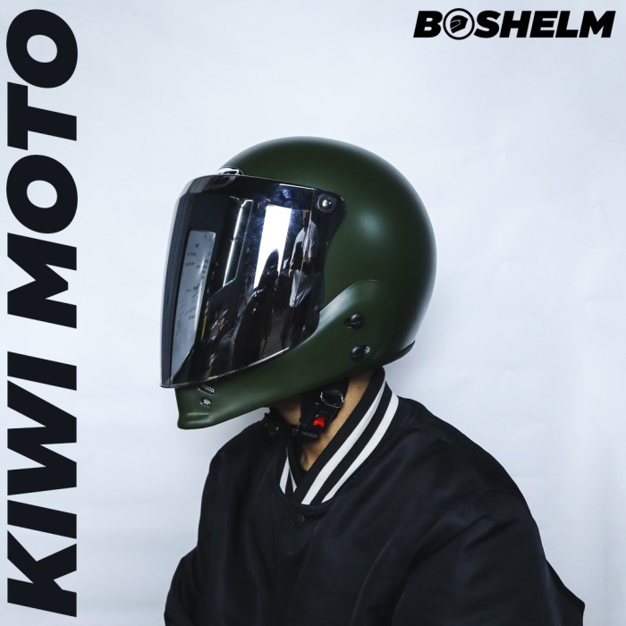 Jual Helm Cakil HBC Kiwi Moto Snail Visor Flat/Bubble Helm Retro