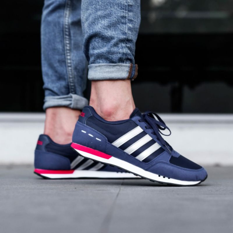 Adidas Neo City Racer Navy Stripe Silver ORIGINAL