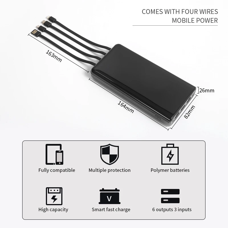 GROTIC Powerbank Fast Charging Capacity 50000mAh 24000mAh 12000mAh With LED Indikator