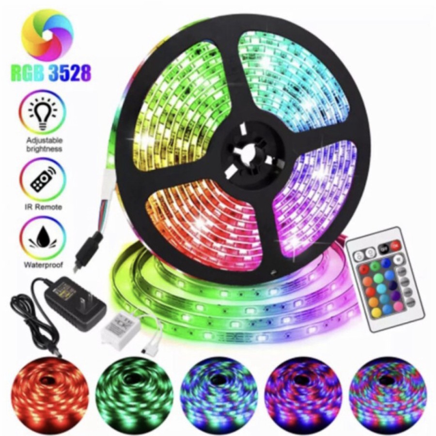 Jual Lampu led strip RGB warna warni ip44 2835 5050 3528 komplit set ...