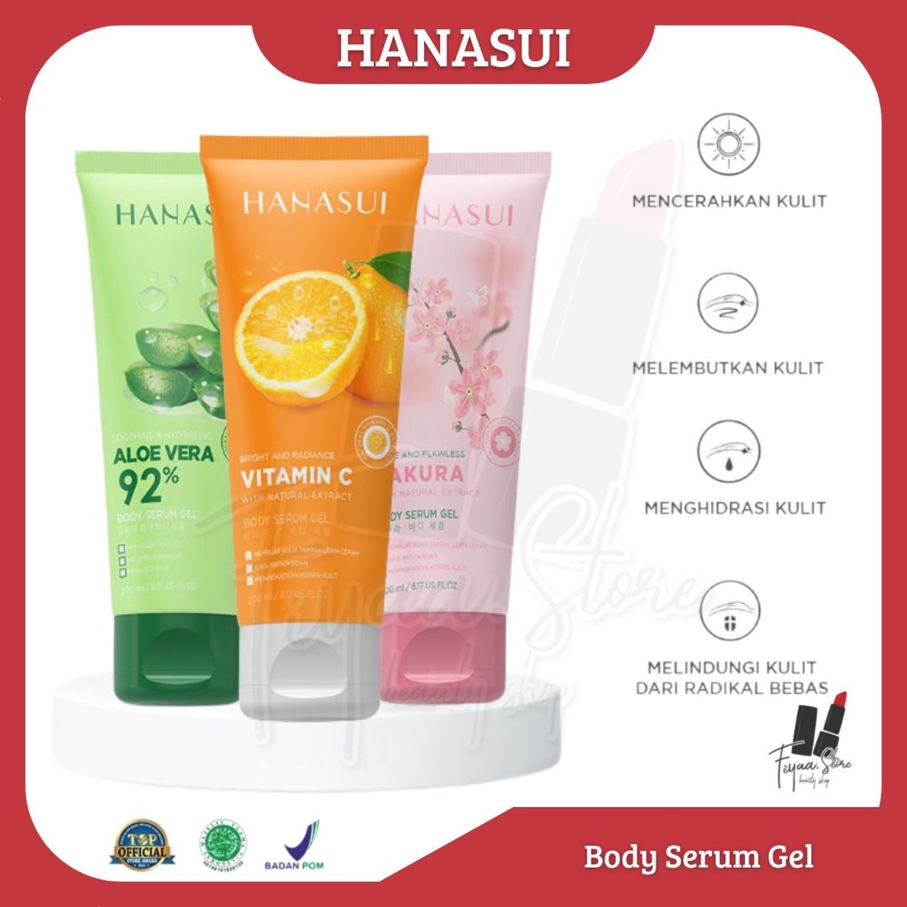 Jual HANASUI Body Serum Gel 200mL | Aloe Vera Vit C Sakura Gel Tubuh ...