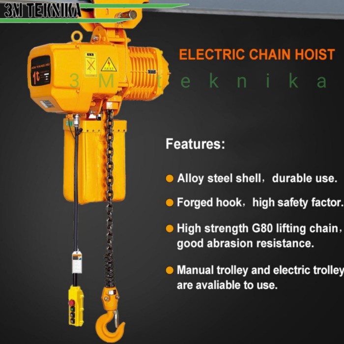 Jual Katrol Electric Chain Hoist 1 ton 6 Meter 3 Phase katrol electrik ...
