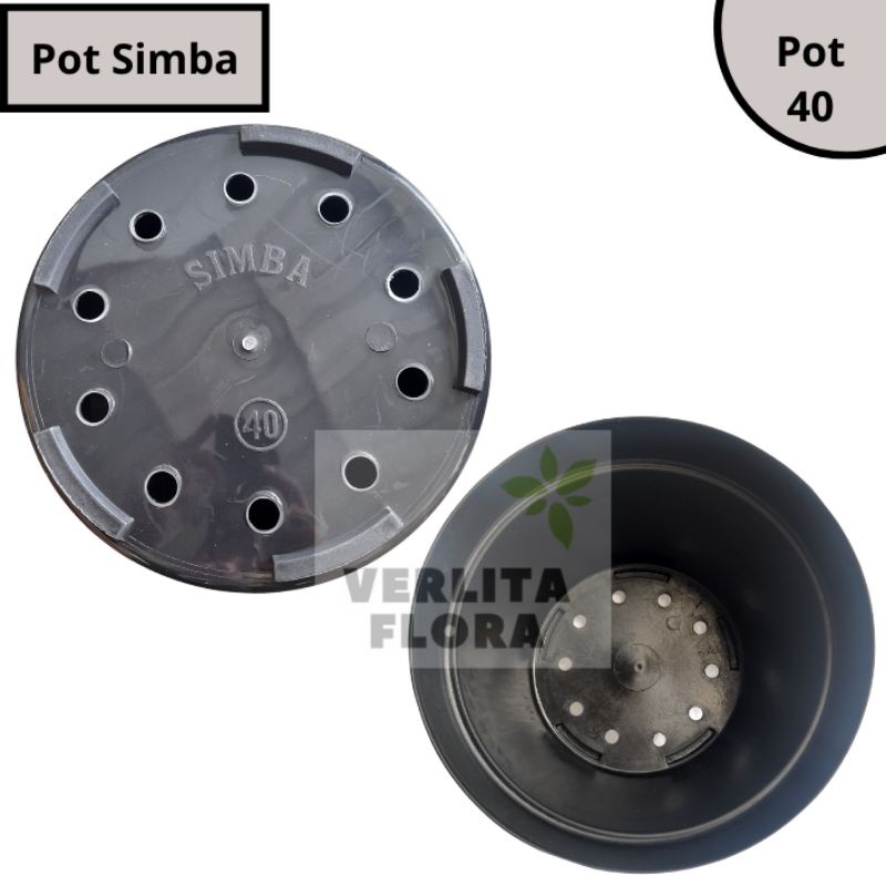Jual Pot Tanaman Pot Bunga Plastik Simba 40 Hitam | Shopee Indonesia