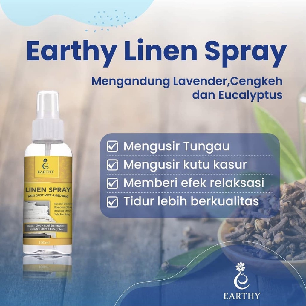 Jual Earthy Linen Spray 100ml / Bed Spray / Anti Virus , Bakteri ...