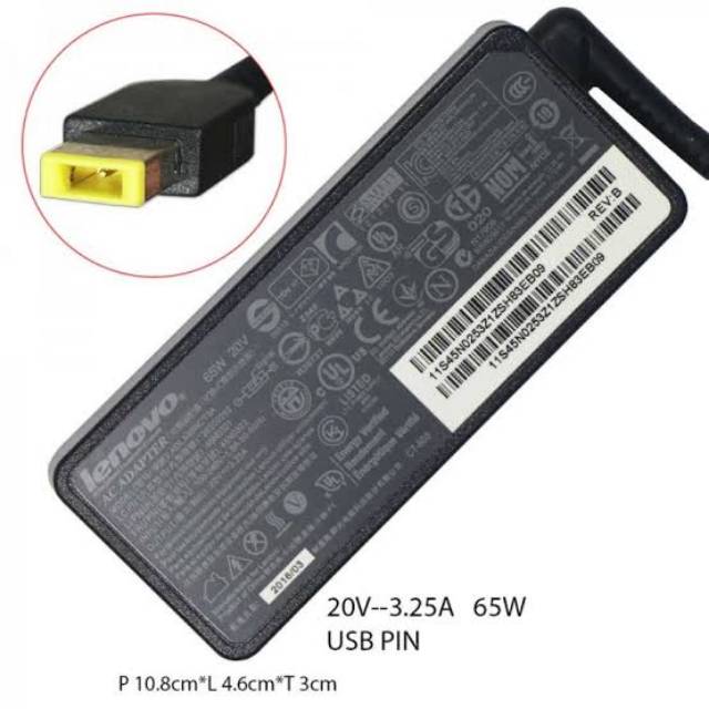 AO LENOVO 20V 3,25A PLUG (USB) ORI