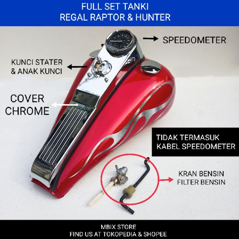 Jual Tank Tangki Full Set Regal Raptor & Hunter MERAH / SILVER | Shopee ...