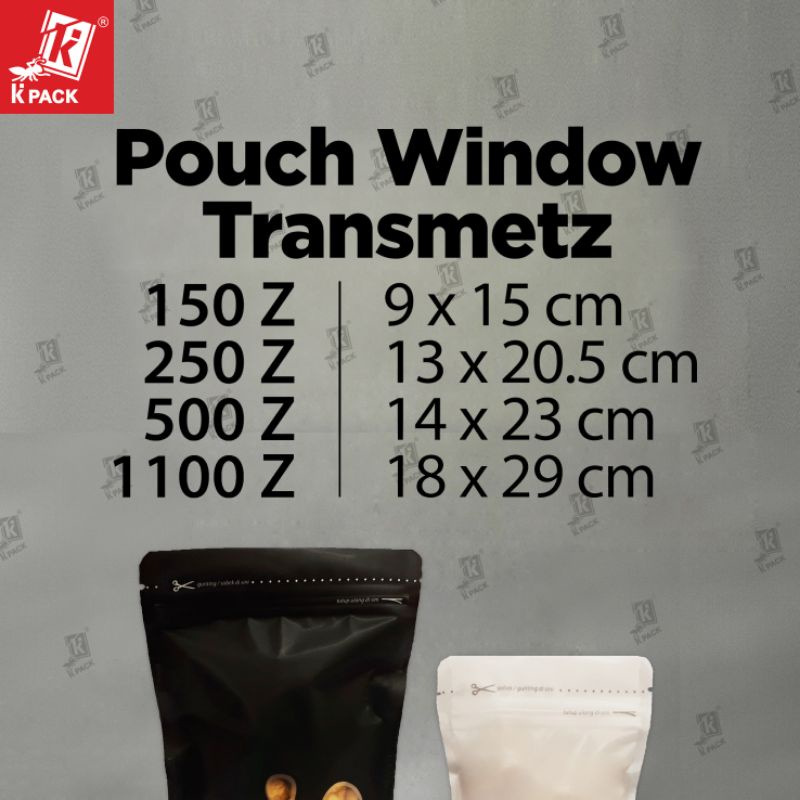 Jual STANDING POUCH TRANSMETZ WINDOW 150Z KPACK KEMASAN 150 GR 9X15 ...