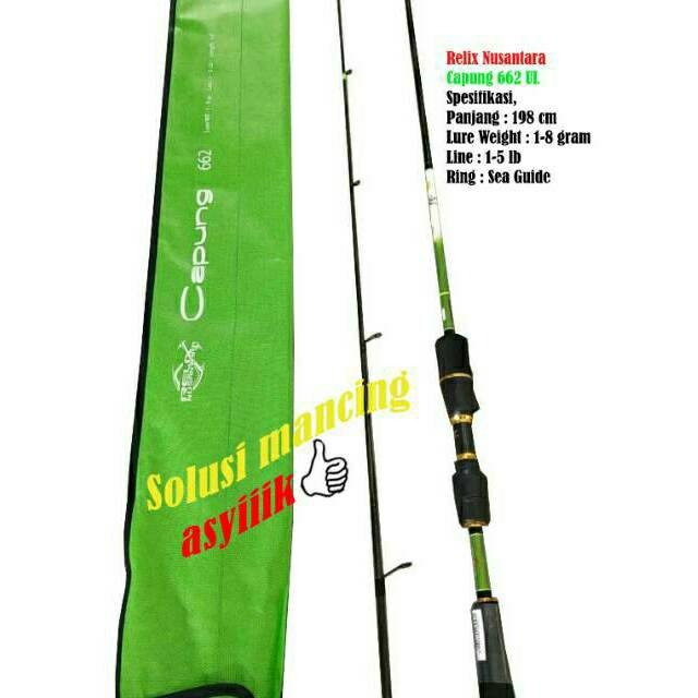 Jual joran UL relix capung 662 GEN ll gen2 , line tes 1-5 lbs ,capung hijau