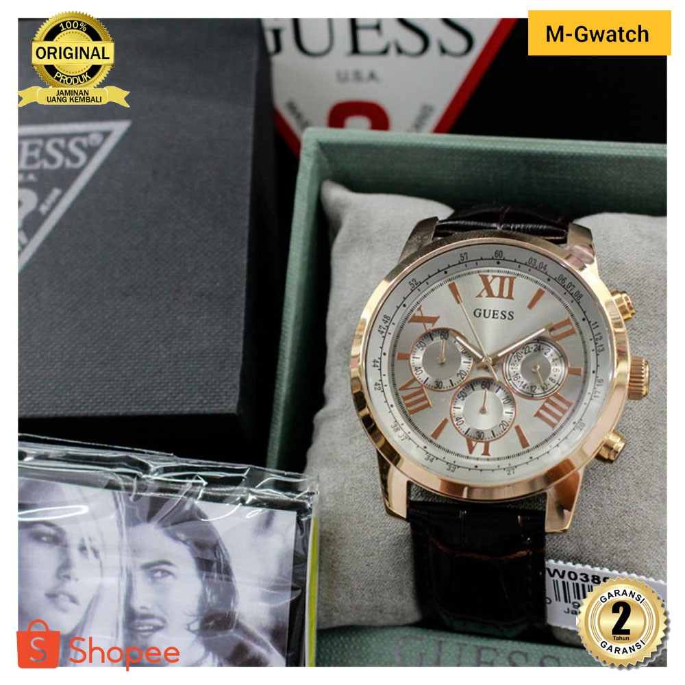 Jual GUESS W0380G4 JAM TANGAN PRIA LEATHER FULL STRAP Shopee