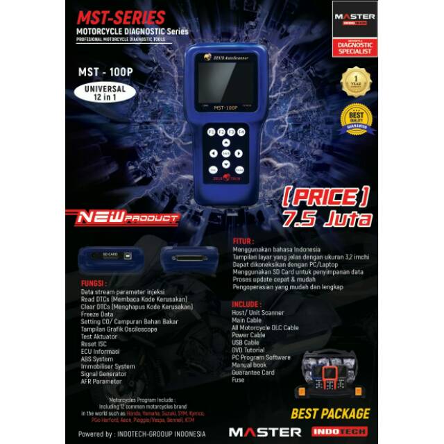 Jual MST100P SCANNER MOTOR INJEKSI UNOVERSAL 12IN1 | Shopee Indonesia
