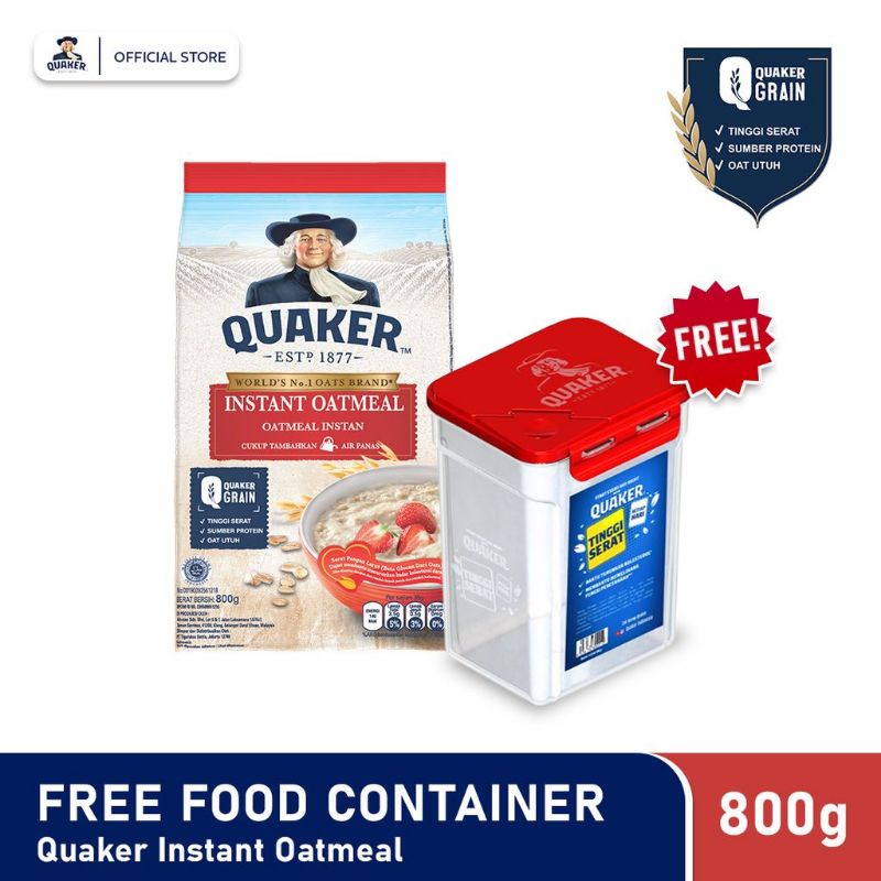Jual Quaker oatmeal 800gr, free container exp feb 2024 | Shopee Indonesia