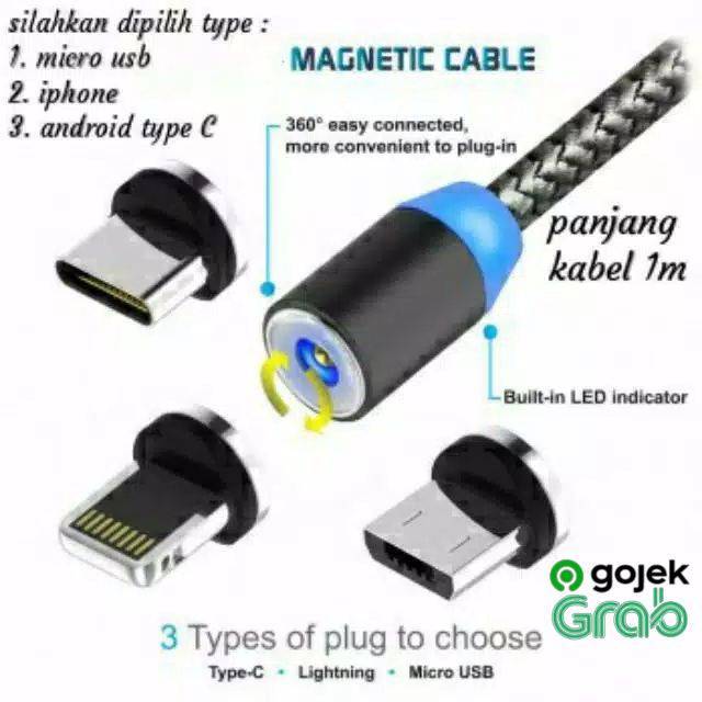 Jual kabel charger magnet casan android iphone micro usb cable and